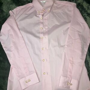Chic Pink Dress Shirt with Gold Buttons